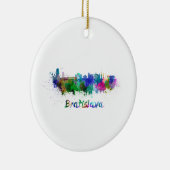 Bratislava skyline in watercolor セラミックオーナメント (右)