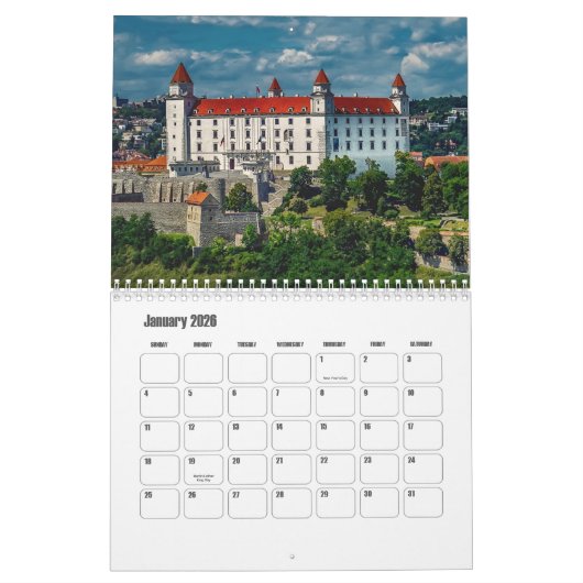 Bratislava-Slovakia Calendar カレンダー (1月 2026)
