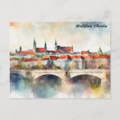 Bratislava Slovakia Watercolor Painting Panorama  ポストカード (正面)