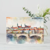 Bratislava Slovakia Watercolor Painting Panorama 招待状 (スタンド正面)