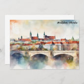 Bratislava Slovakia Watercolor Painting Panorama 招待状 (正面/裏面)