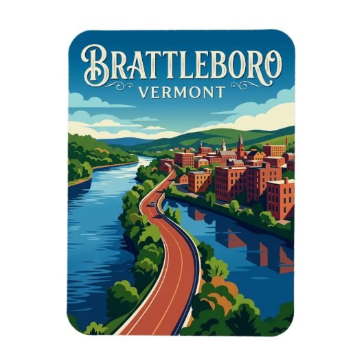 Brattleboro USA マグネット (縦)