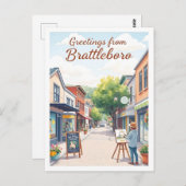 Brattleboro, Vermont – Artsy Downtown Vintage ポストカード (正面/裏面)