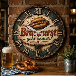 Bratwurst German Sausage Kitchen Oktoberfest Bar & ラージ壁時計