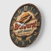 Bratwurst German Sausage Kitchen Oktoberfest Bar & ラージ壁時計 (傾斜)