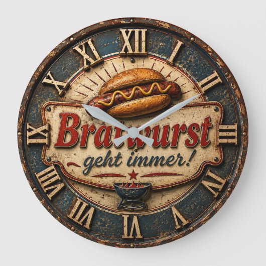 Bratwurst German Sausage Kitchen Oktoberfest Bar & ラージ壁時計 (正面)