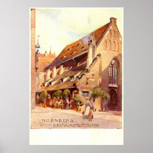 BratwurstglöckleinのNürnbergドイツの1910年のヴィンテージ ポスター