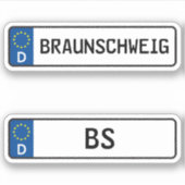 Braunschweig kennzeichen，ドイツ自動車免許プレート シール (正面)