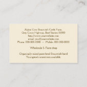 Braunviehの高山の乳牛 名刺 (裏面)