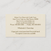 Braunviehの高山の乳牛 名刺 (裏面)