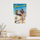 Braunwald Switzerland Vintage Ski Poster - Framed ポスター (キッチン)