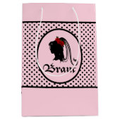 Braut Rosen Schleier Glück Hochzeit Rosa Punkte ミディアムペーパーバッグ (正面)