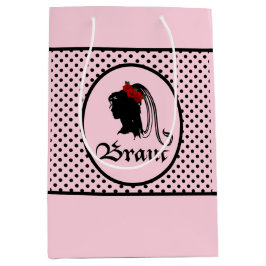 Braut Rosen Schleier Glück Hochzeit Rosa Punkte ミディアムペーパーバッグ