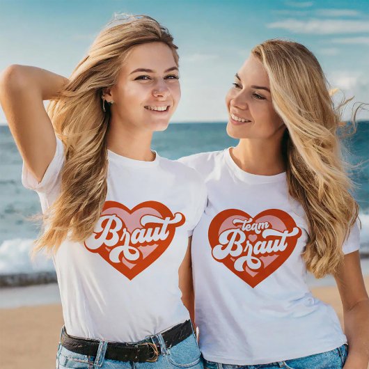Braut Und Team Braut Bachelorette Retro Herz Tシャツ