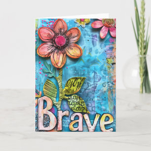 *~**~ BRAVE Doodle Art カラフルお洒落 Flower サンキューカード