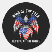 Brave Eagle Usa Flのために無料の家 ラウンドシール (正面)