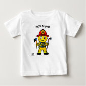 Brave Fire Fighter Emoji -おもしろいとカラフル ベビーTシャツ (正面)