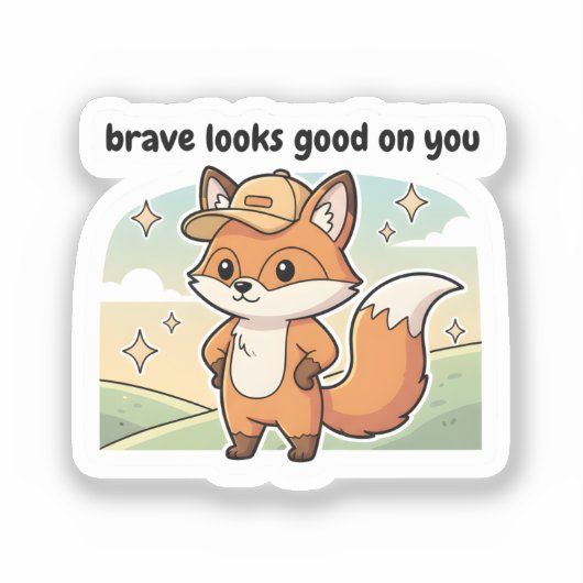Brave Looks Good On You Cute Fox Sticker  シール (正面)