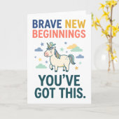 Brave New Beginnings Unicorn Encouragement Quote カード (黄色い花)