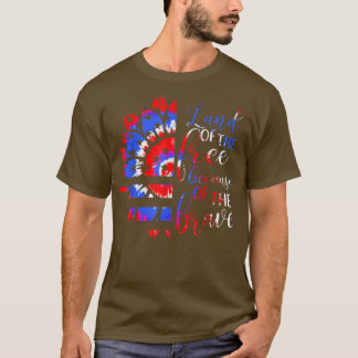 Brave Tie Dye Sunflower American Flag Patriotic 4t Tシャツ