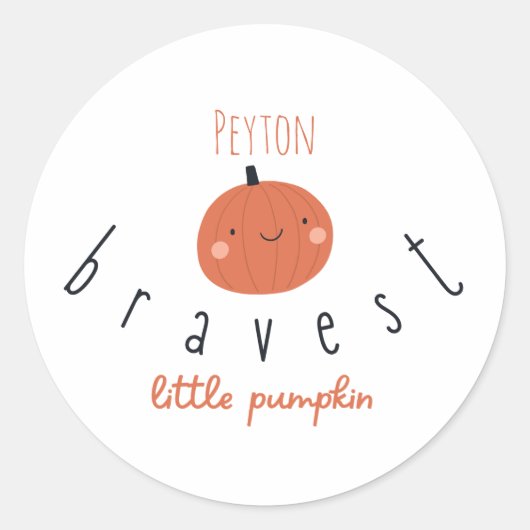 bravest little pumpkin custom name Stickers  ラウンドシール (正面)