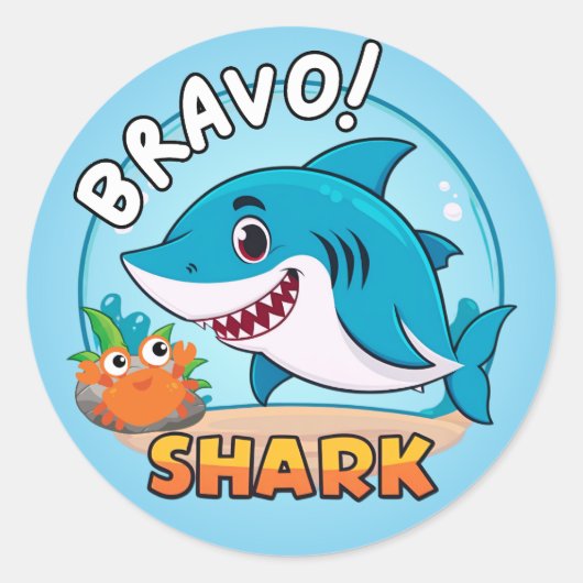 Bravoステッカー、Shark Stickers ラウンドシール (正面)