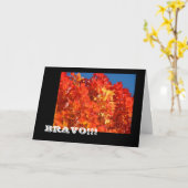 BRAVO!!!グリーティングカード明るいオレンジ色葉の カード (黄色い花)