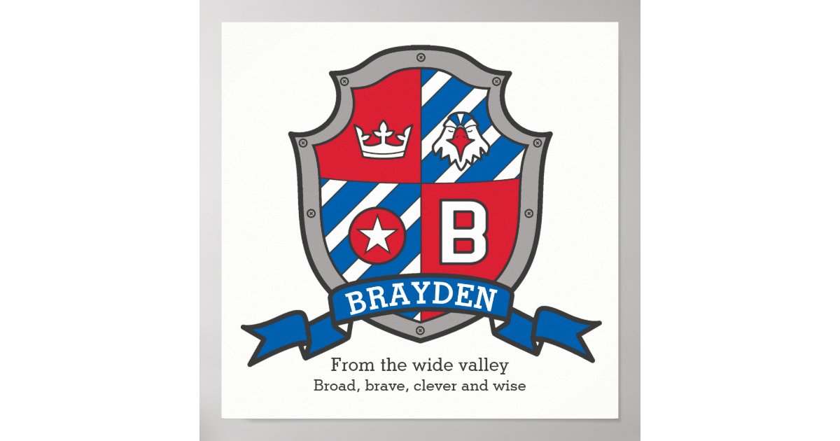 Braydenの男の子の一流の意味紋章学の盾ポスター ポスター Zazzle Co Jp