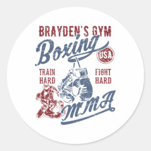BraydenジムのボクシングMMAレトロデザイン ネーム入り ラウンドシール