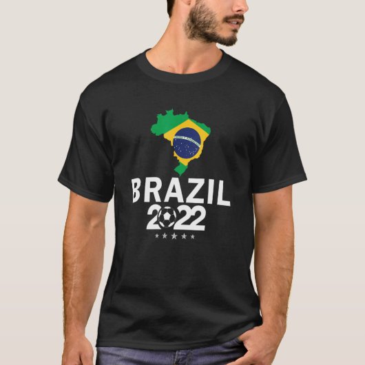 Brazil 2022 Soccer  Brazilian Flag Football Tシャツ (正面)