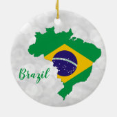 Brazil Brazilian Flag Map Christmas セラミックオーナメント (裏面)