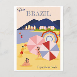 Brazil Copacabana Beach Vintage Postcard ポストカード