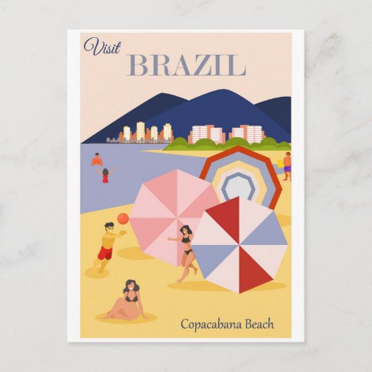 Brazil Copacabana Beach Vintage Postcard ポストカード (正面)