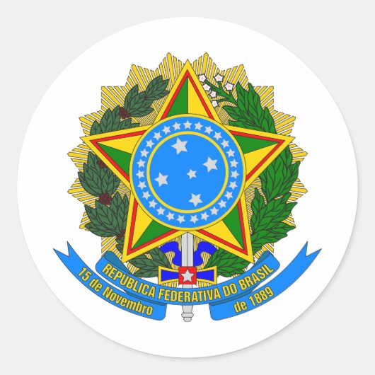 brazil country coat arms symbol emblem star flag ラウンドシール (正面)