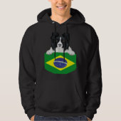 Brazil Flag Border Collie Dog In Pocket パーカ (正面)