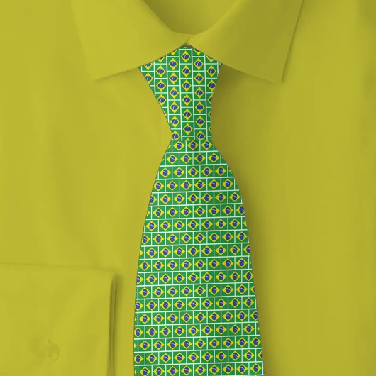 Brazil Flag Brick Pattern ネクタイ