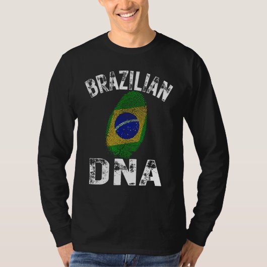 Brazil Flag Fingerprint Brazilian DNA Soccer Footb Tシャツ (正面)