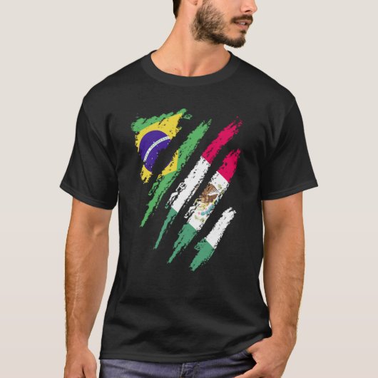 Brazil Flag Mexico Grown Patriot Country Stripes Tシャツ (正面)