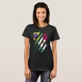 Brazil Flag Mexico Grown Patriot Country Stripes Tシャツ (正面フル)