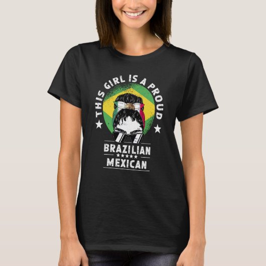 Brazil Flag Mexico Grown Women Girl Citizen Pride Tシャツ (正面)