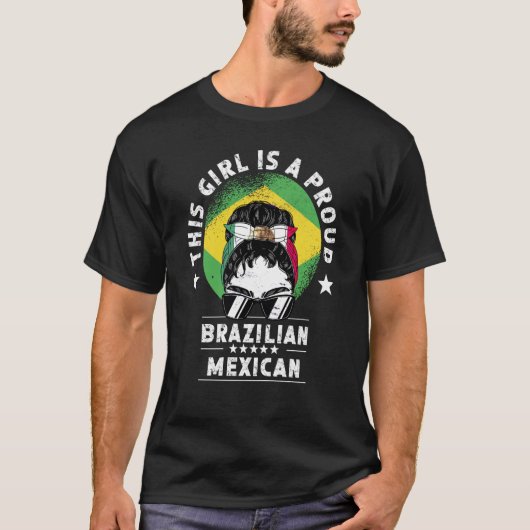 Brazil Flag Mexico Grown Women Girl Citizen Pride Tシャツ (正面)