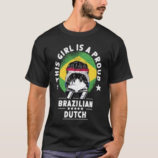 Brazil Flag Netherlands Grown Women Girl Citizen P Tシャツ (正面)