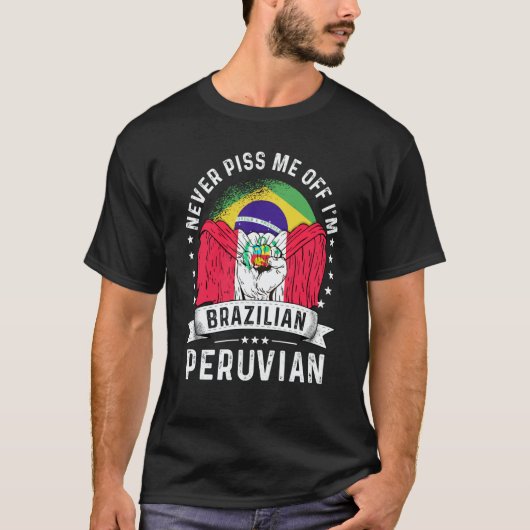 Brazil Flag Peru Grown  Humor Citizen Pride Tシャツ (正面)