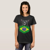 Brazil Flag Staffordshire Bull Terrier Dog In Pock Tシャツ (正面フル)