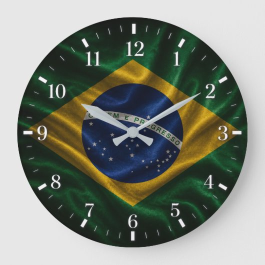 Brazil Flag Watch 2026 ラージ壁時計 (正面)