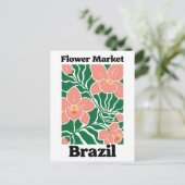 Brazil Flower Market Peach Orchid Tropical ポストカード (スタンド正面)