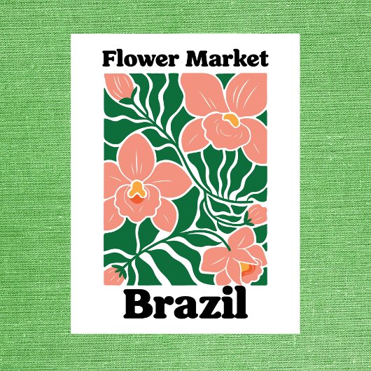 Brazil Flower Market Peach Orchid Tropical ポストカード