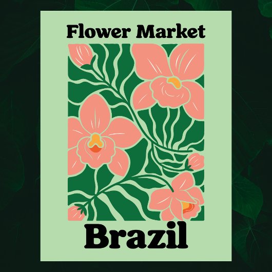 Brazil Flower Market Peach Orchid Tropical ポストカード