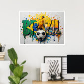 Brazil Football Citiscape Oil Painting StylePoster ポスター (ホームオフィス)