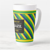 Brazil Football Fan Flag Colors Stripe Pattern カフェラテマグ (右アングル)